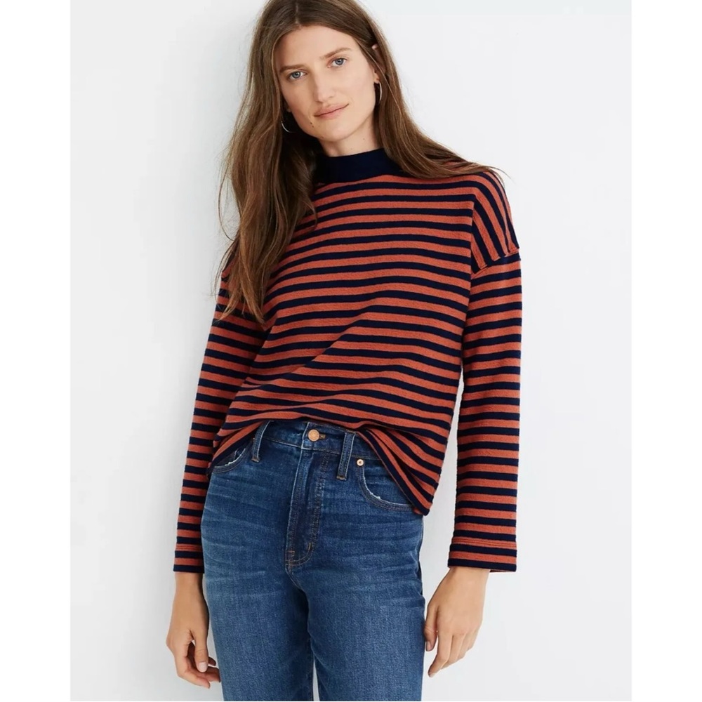 Madewell | Striped Mockneck Boxy Top